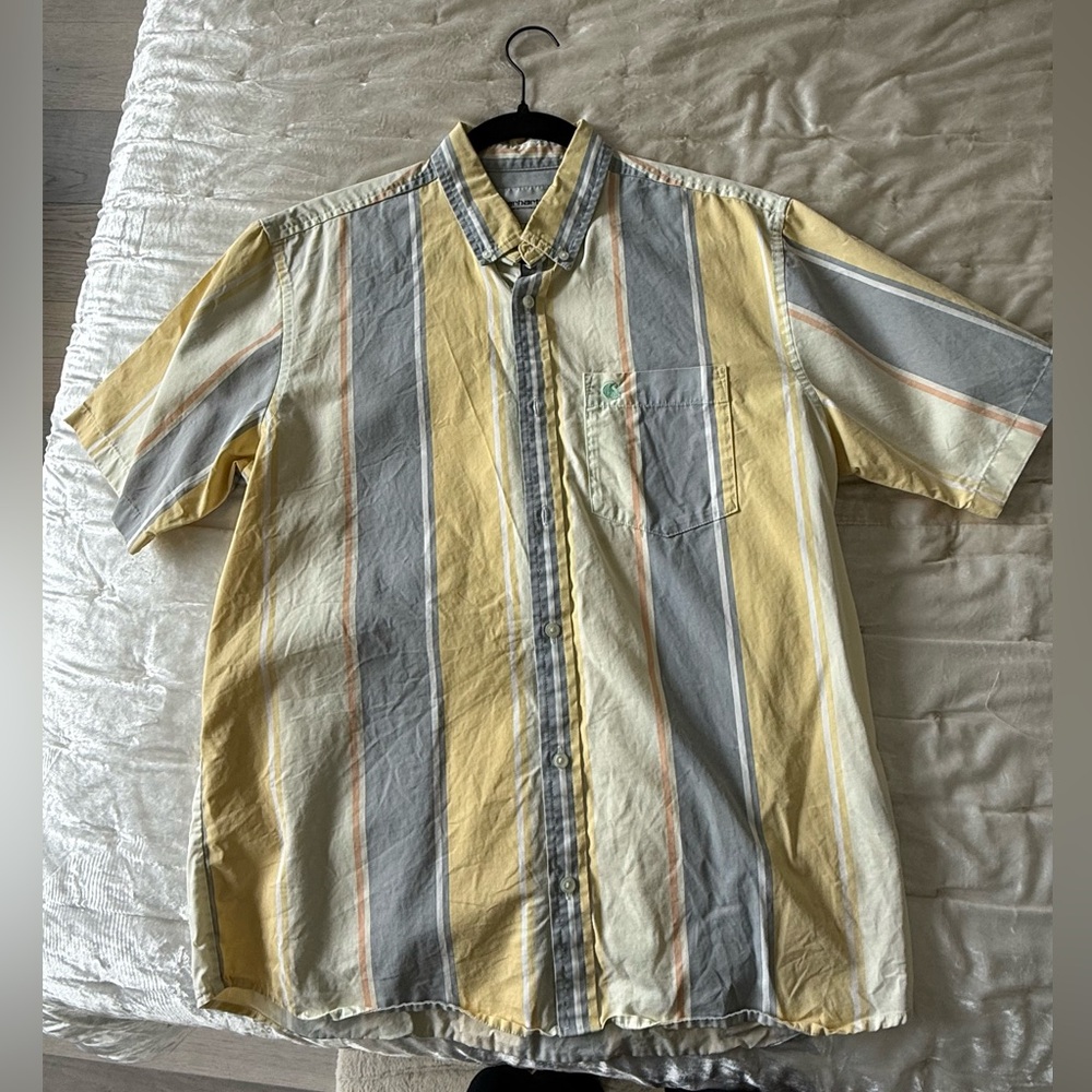 Carhartt Yellow and Gray Striped Men's Shirt